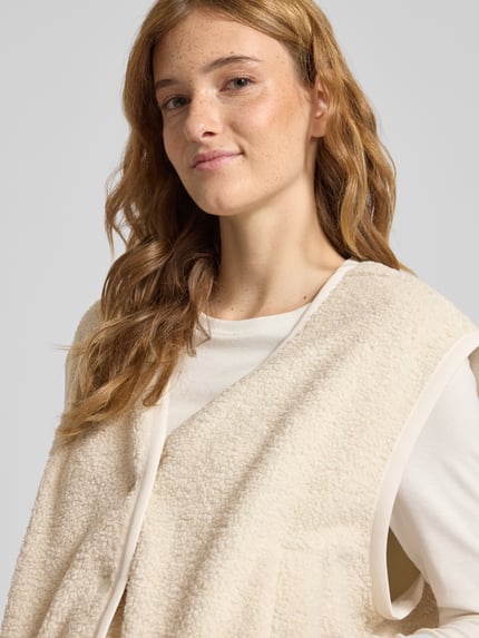 Marc O'Polo DENIM Boxy fit gilet van teddybont met drukknoopsluiting Offwhite - 3
