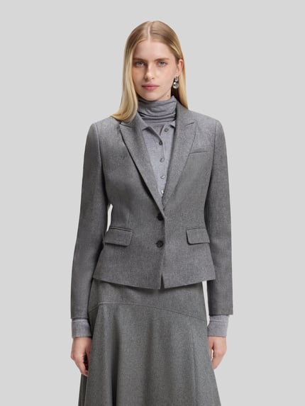 BOSS Regular Fit Kurzblazer aus Wolle mit Label-Detail Hellgrau 4