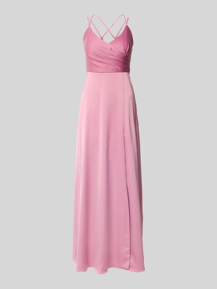VM by Vera Mont Abendkleid mit V-Ausschnitt und gekreuzten Trägern Rosa 2