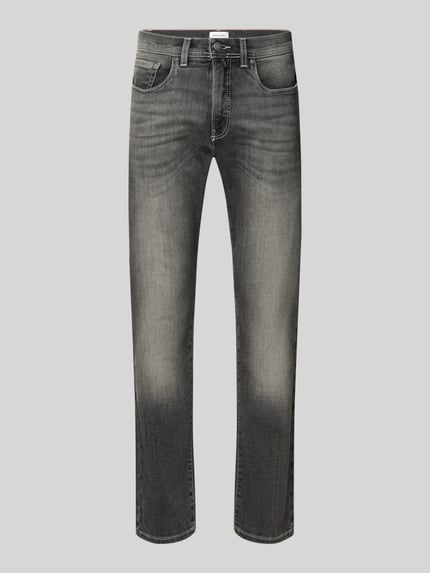 Produktfoto, Straight Fit jeans uit elastische katoenmix Model 'Lyon' van Pierre Cardin, 5-pocketmodel, used-look, grijs, knoop- en ritssluiting, riemlussen, bandwijdte maat 32/32: 43 cm, binnenbeenlengte: 81 cm