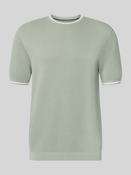 Productfoto, Regular Fit T-Shirt in Strick-Optik van Christian Berg Men, katoenen heren T-shirt in lichtgroen met ronde hals en elastische boorden