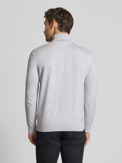 Tom Tailor Denim Regular Fit Rollkragenpullover aus reiner Baumwolle Hellgrau Melange 5