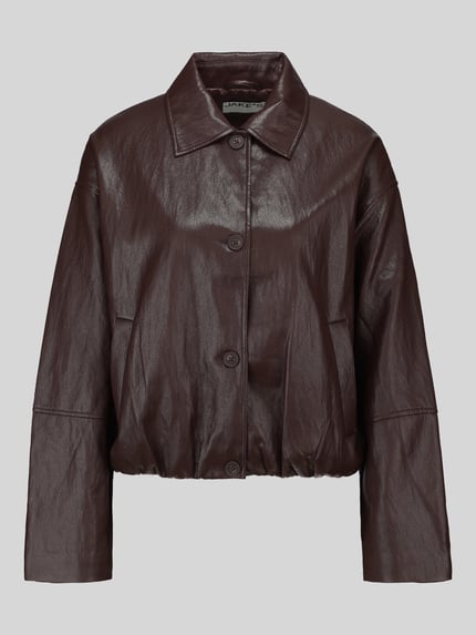 Jake*s Casual Regular Fit Kunstlederjacke mit überschnittenen Schultern Dunkelbraun 2