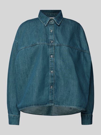 American Vintage Relaxed Fit Jeansbluse mit Hemdblusenkragen Modell 'OZYR' Blau 2