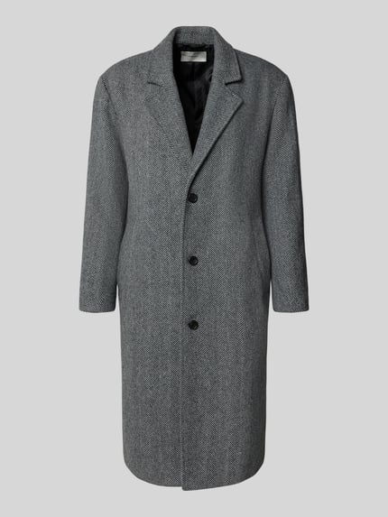 Selected Relaxed fit lange wollen jas met reverskraag, model 'MILOS' Antraciet - 2