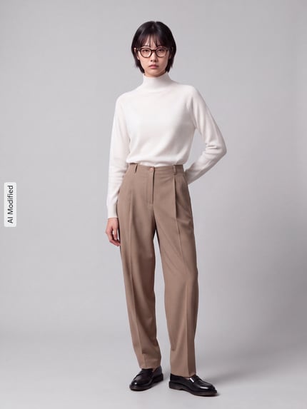 MAX&Co. barrel fit bandplooibroek met viscose, model 'BRUNO' Camel - 1