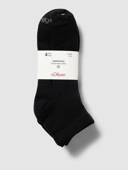 s.Oliver RED LABEL Socken mit Label-Detail im 4er-Pack Modell 'Quarter' Black 3