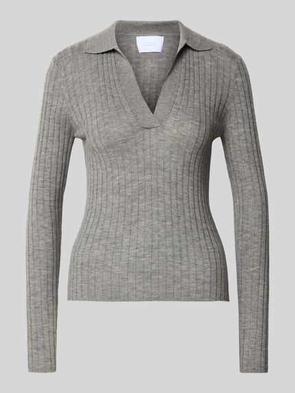 Style Icon Collection Rippstrickpullover aus Wolle  Mittelgrau Melange 2