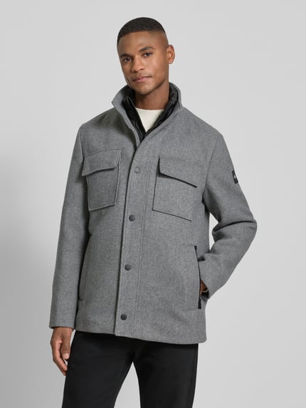 Tom Tailor Regular Fit Wollmantel mit abnehmbarem Innenkragen Hellgrau 4