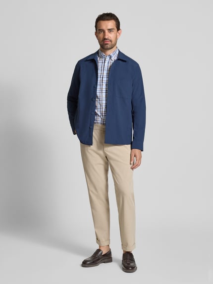 Christian Berg Men regular fit hemdjack met borstzak Marineblauw - 1