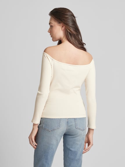 GUESS Off shoulder-shirt met lange mouwen in riblook Offwhite - 5
