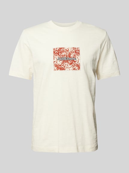 JACK & JONES T-shirt z nadrukiem z logo model ‘SPLIT’ Beżowy 2