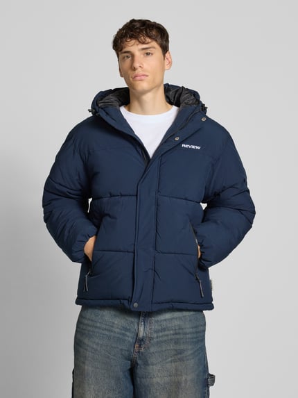 REVIEW Steppjacke mit Label-Stitching und Reißverschlusstaschen Marine 4