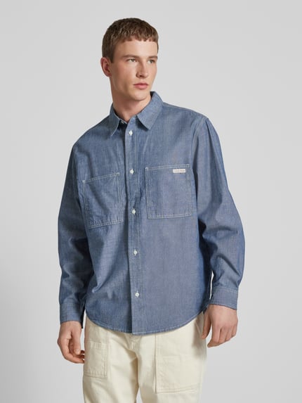 Calvin Klein Jeans Regular Fit Jeanshemd mit Label-Detail Modell 'EASY CHAMBRAY' Jeansblau 4