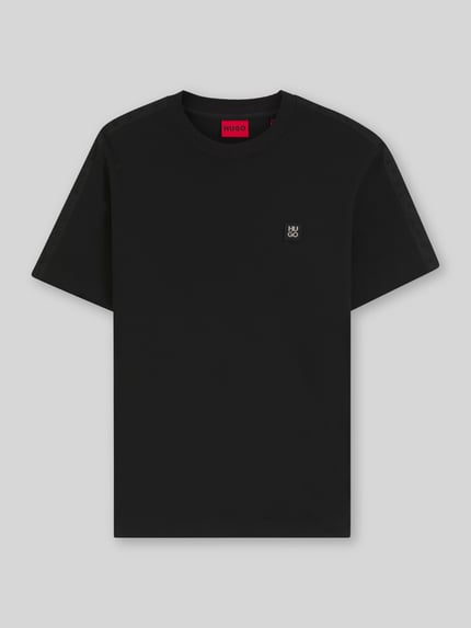 HUGO T-shirt o kroju relaxed fit z czystej bawełny model 'DROSTEE' Czarny 2