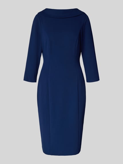 Adrianna Papell Knielanges Cocktailkleid mit 3/4-Arm Dunkelblau 2