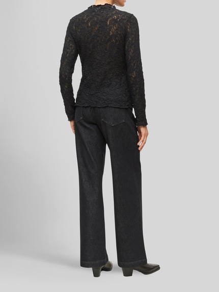s.Oliver BLACK LABEL Langarmshirt mit Ausbrenner-Spitze Black 4