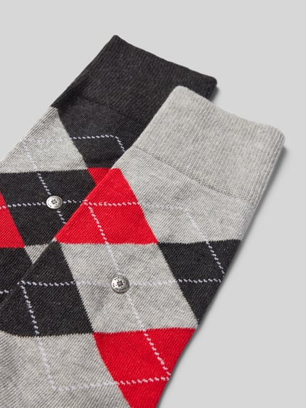 Burlington Sokken met labelapplicatie in een set van 2 paar, model 'Everyday Argyle' Groen - 2