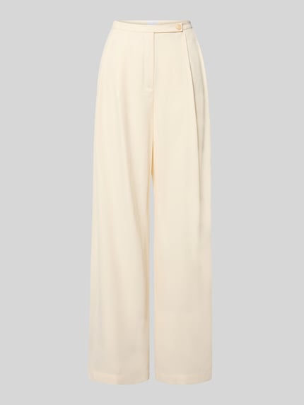 Spodnie z zakładkami w pasie z mieszanki wiskozy z zapięciem na guzik Shop The Look MANNEQUINE