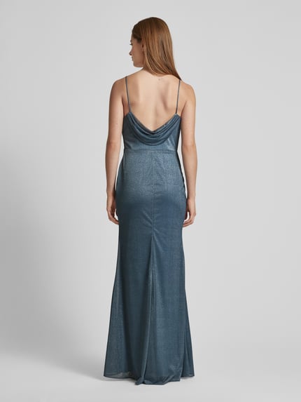 LUXUAR FASHION Abendkleid mit Wasserfall-Ausschnitt Rauchblau 5