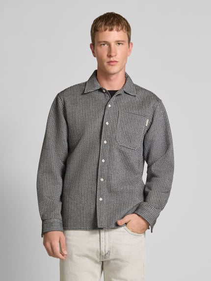 Redefined Rebel Regular fit overhemdjack met wol en labeldetail model 'Chen' Donkergrijs gemêleerd - 4