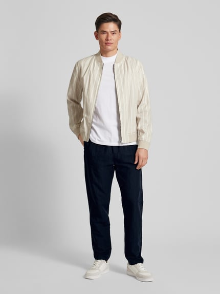 ROTHOLZ Relaxed Fit Stoffhose aus Baumwoll-leinen-Mix Dunkelblau 1