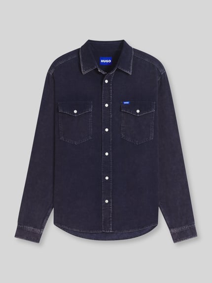 HUGO Blue Oversized Hemd mit Cordstruktur Marine 2
