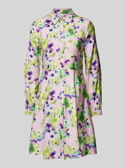 YAS Knielanges Hemdblusenkleid mit Knopfleiste Modell 'KAYA' Rosa 2