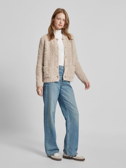 Smith and Soul Regular fit gebreid jack met knoopsluiting Taupe - 1
