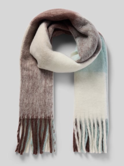 Tom Tailor Denim Sjaal met lange franjes Lichtbruin gemêleerd - 1