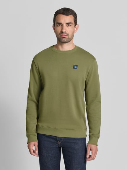 Scotch & Soda Bluza z naszywką z logo i okrągłym dekoltem Trawiasty zielony 4