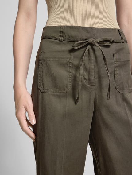 OPUS Straight Leg Stoffhose mit Bügelfalten Modell 'Meeri' Khaki 3