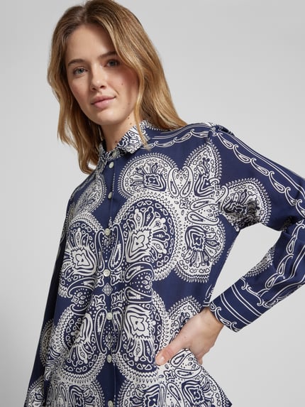 Seidensticker Regular fit overhemdblouse met doorknoopsluiting Marineblauw - 3