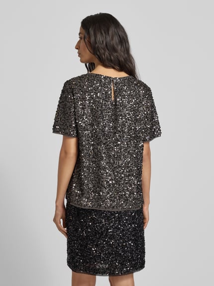 COMMA Blouseshirt met pailletten Antraciet - 5