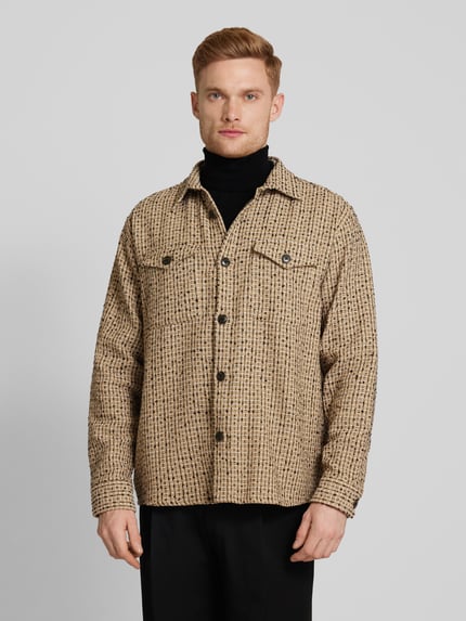 Selected Koszula wierzchnia z fakturowanym wzorem model ‘BOXY-MASONBOUCLE’ Piaskowy 4