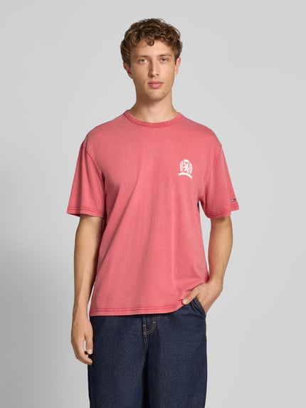 Tommy Jeans Regular fit T-shirt van puur katoen Felroze - 4