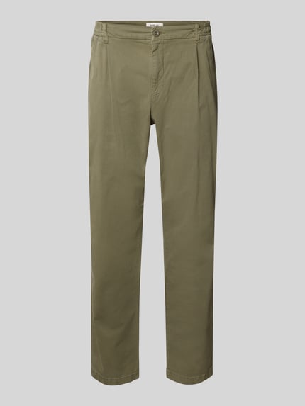 Replay Tapered Fit Chino mit Bundfalten Modell 'ADHANN' Oliv 2