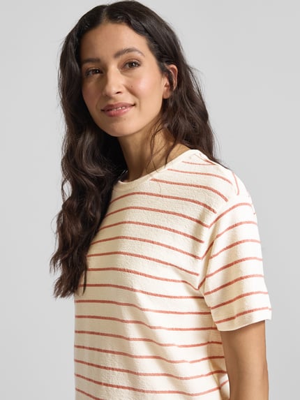 Jake*s Studio Woman Cropped T-Shirt mit geripptem Rundhalsausschnitt Terra 3