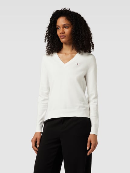 Tommy Hilfiger Sweter o normalnym kroju w jednolitym kolorze Złamany biały 4