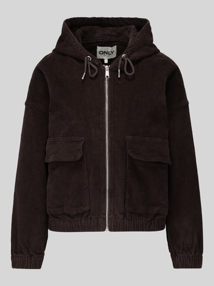 Produktfoto, Regular Fit Bomberjacke aus Baumwoll-Mix Modell 'KENZIE' von ONLY, Damen Bomberjacke / Blouson, dunkelbraun, sichtbare Struktur