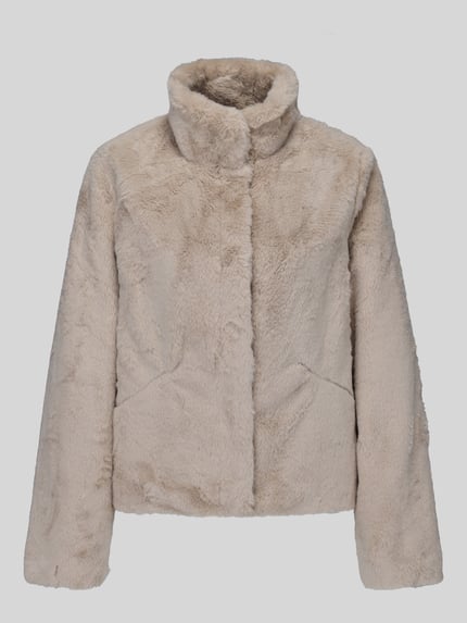 ONLY Regular Fit Webpelzjacke mit Stehkragen Modell 'NEWVIDA' Sand 2