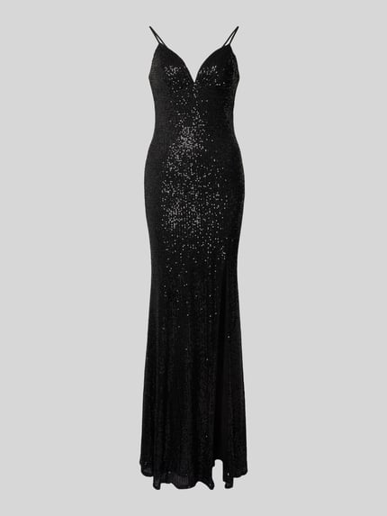 LUXUAR FASHION Abendkleid mit Pailletten und Gehschlitz Black 2
