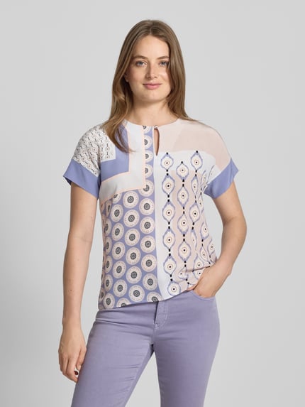 Marc Cain Regular Fit Bluse aus Viskose-Mix mit Schlüssellochausschnitt Kitt 4