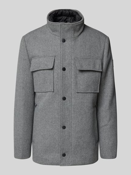 Tom Tailor Regular Fit Wollmantel mit abnehmbarem Innenkragen Hellgrau 2