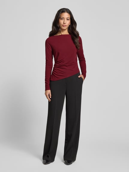 GUIDO MARIA KRETSCHMER WOMAN Regular fit shirt met lange mouwen in geplooide look, model 'Hellen' Donkerrood - 1