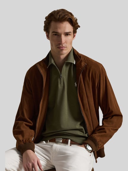 Polo Ralph Lauren regular fit poloshirt van katoenmix met ritssluiting Olijfgroen - 6