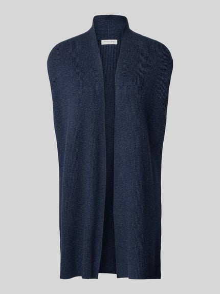 Produktfoto, Strickweste aus Viskose-Mix mit offener Front von Christian Berg Woman, navyblau, Straight Fit, Feinripptextur, 77 cm Rückenlänge bei Größe S