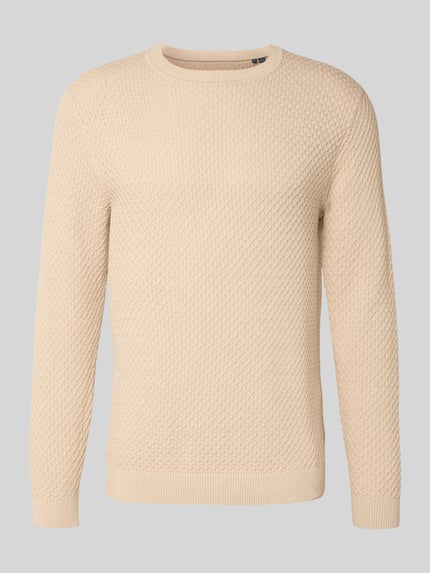 JACK & JONES Premium Sweter z dzianiny z fakturowanym wzorem model ‘BARKLEY’ Złamany biały 2