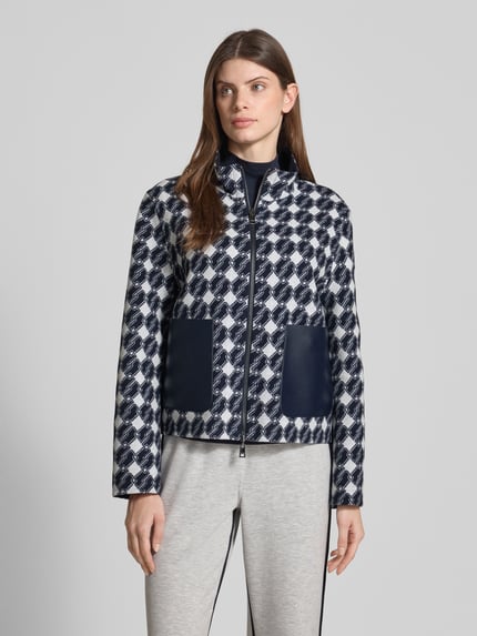 Marc Cain Regular fit jack van katoenmix met opstaande kraag Marineblauw - 4