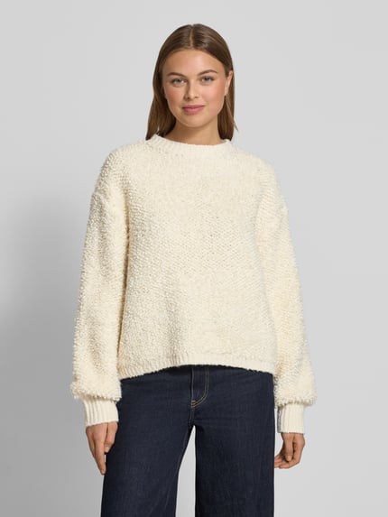 someday. Relaxed Fit Pullover in Bouclé-Optik mit Woll-Anteil Modell 'Telena' Ecru 4